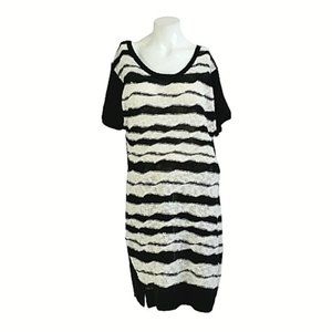 Extra Touch Nubby Knit Stripe Sheath Sweater Dress